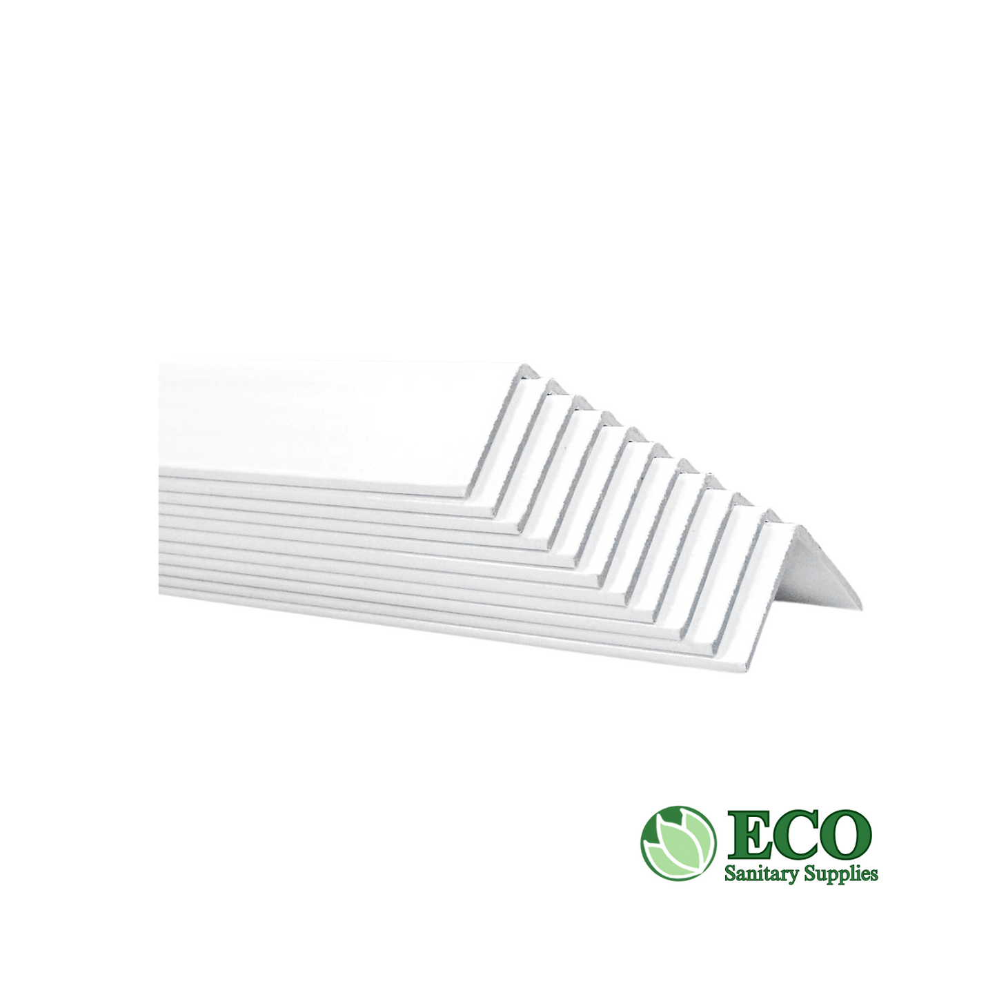 White Full Wrapped Corner Board. Size: 2in x 2in x .250 x 50in 1404pc/Pallet