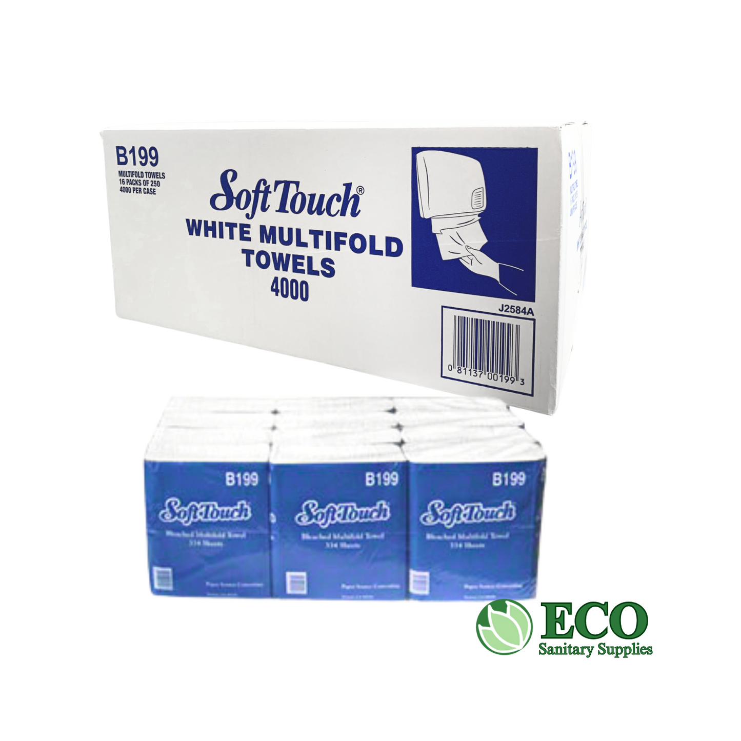 SoftTouch Multifold Towel White 16/250 4000/cs