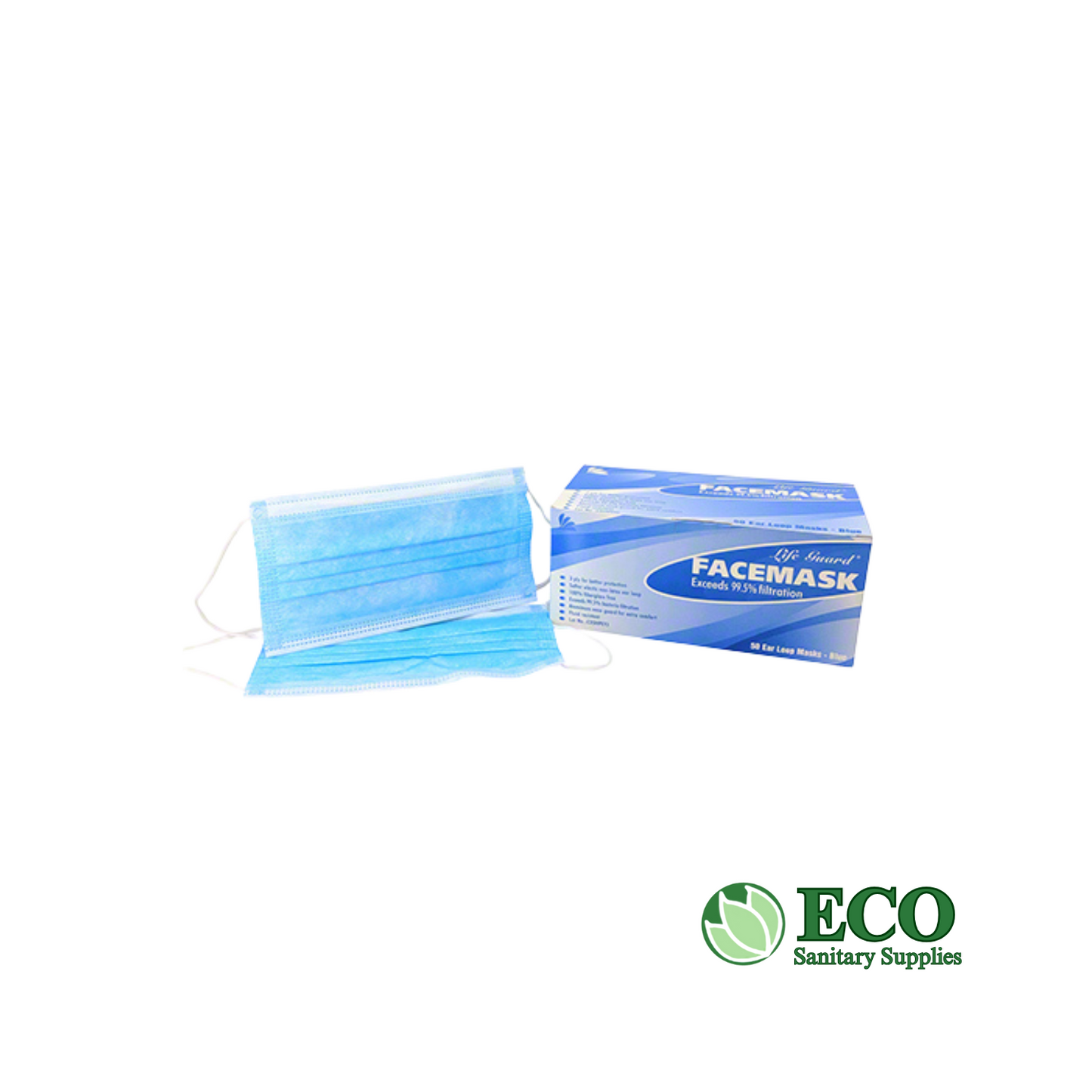 Pleated Ear Loop Procedural Mask, 50/BX, Blue