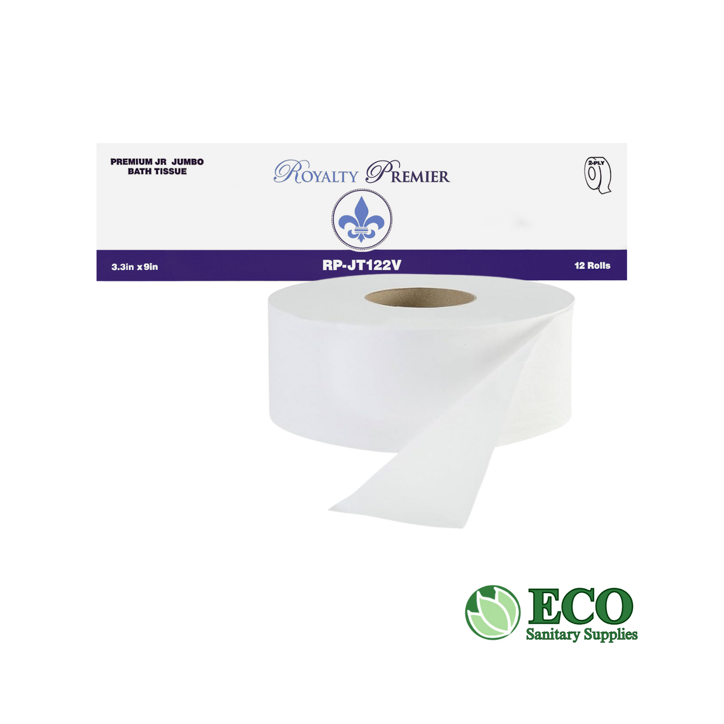 Royalty Toilet Paper Jumbo Jr (9-inch) Virgin 12 rolls/cs