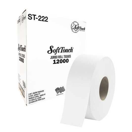 SoftTouch Jumbo Roll Tissue 1000ft 2-Ply 12 rolls/cs
