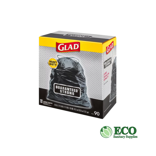 Trash Liners (Glad Drawstring Large Trash Bags) Black 90/cs (30Gal)