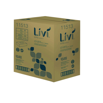Livi VPG Select Flat Box Facial Tissue 2-ply 100 Sheets 30 Boxes / Case
