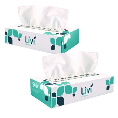 Livi VPG Select Flat Box Facial Tissue 2-ply 100 Sheets 30 Boxes / Case
