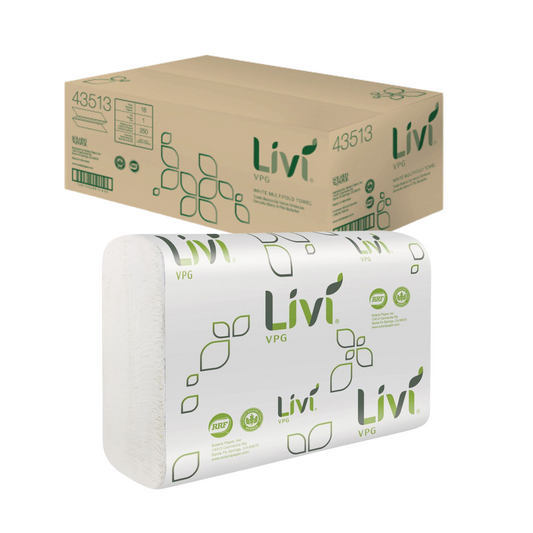 Livi VPG Multifold Towel 1-ply 250 sheets 16 packs 4000 Sheets / Case (43513-K)